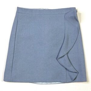 J. Crew Mercantile Skirt Women's 0 Wool Blend Ruffled Wrap A-Line Blue